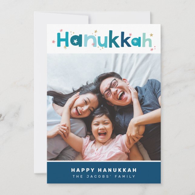 MODERN TYPOGRAPHY roligt, färgfoto porträtt Julkort (Framsida)