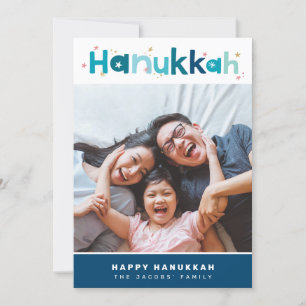 MODERN TYPOGRAPHY roligt, färgfoto porträtt Julkort