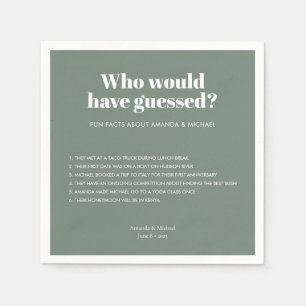 Modern Typography Sage Grönt Bröllop Roligt Facts Pappersservett