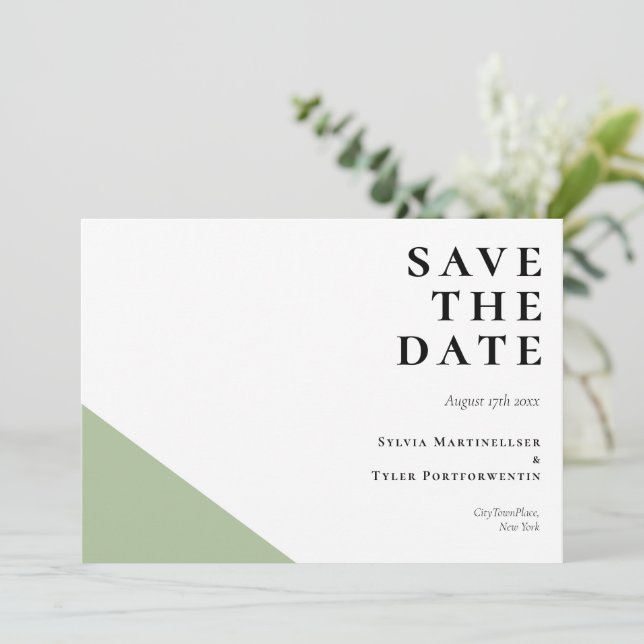 Modern Typography Sage Grönt White Chic Spara D Datumet (Stående Fram)