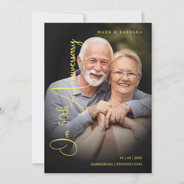 Modern Typography Script Photo Wedding Anniversary Spara Datumet (Framsida)