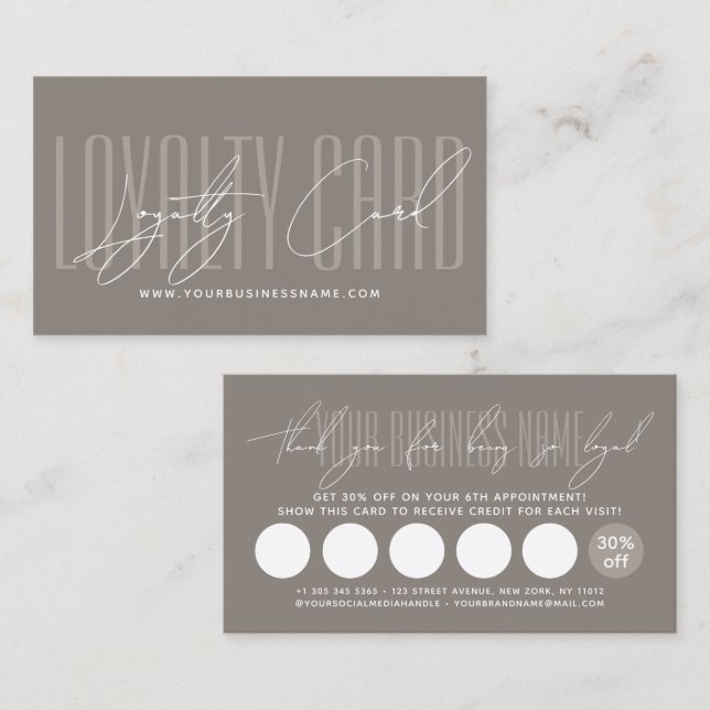 Modern typography script reward  loyalty card lojalitetskort (Fram/baksida)