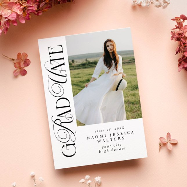 Modern Typography Serif Photo Elegant Graduation Inbjudningar (Skapare uppladdad)