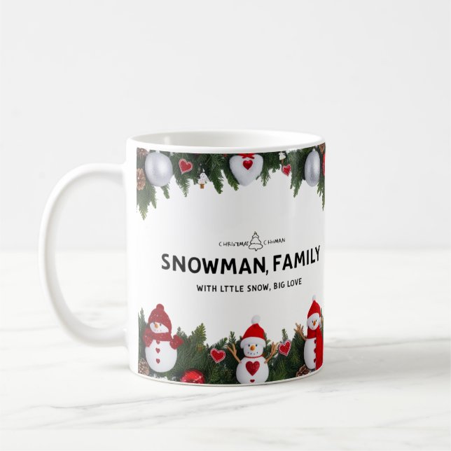 Modern Typography Snowman Family Classic  Kaffemugg (Vänster)