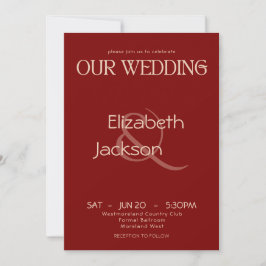 Modern Typography Terracotta Classic Wedding Inbjudningar