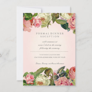 MODERN Typography Vintage Ro Blommigt Reception Inbjudningar