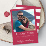 Modern Typography Viva Magenta Minimalistic Photo Tack Kort<br><div class="desc">Say thank you in style with these modern and very trendy wedding photo thank you cards. The design is easy to personalize with your own wording and your family and friends will be thrilled when they receive these fabulous thank yous. Matching items can be found in the collection.</div>