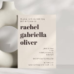 Modern Typography Warm Cream Brown Bat Mitzvah Inbjudningar<br><div class="desc">This bat mitzvah invitation features a soft ivory cream background with warm brown typography and a bold name-forward layout that feels modern and timeless. The clear hierarchy makes event details easy to read while keeping the focus on the guest of honor. Personalize the name, date, time, location, and website to...</div>