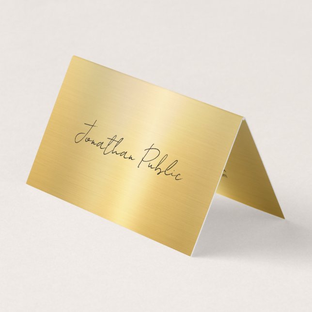 Modern typsnittsskriptmall Elegant guld Visitkort (Framsida)