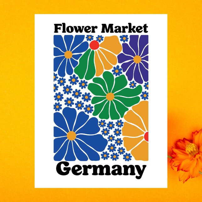 Modern tysk blommarknad trädgård äng vykort (Modern Germany Floral Flower Market Garden Meadow Postcard)