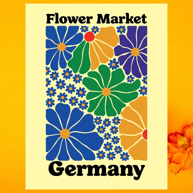 Modern Tyskland Blommig Blomstermarknad Trädgård Ä Vykort (Modern Germany Floral Flower Market Garden Meadow Postcard)