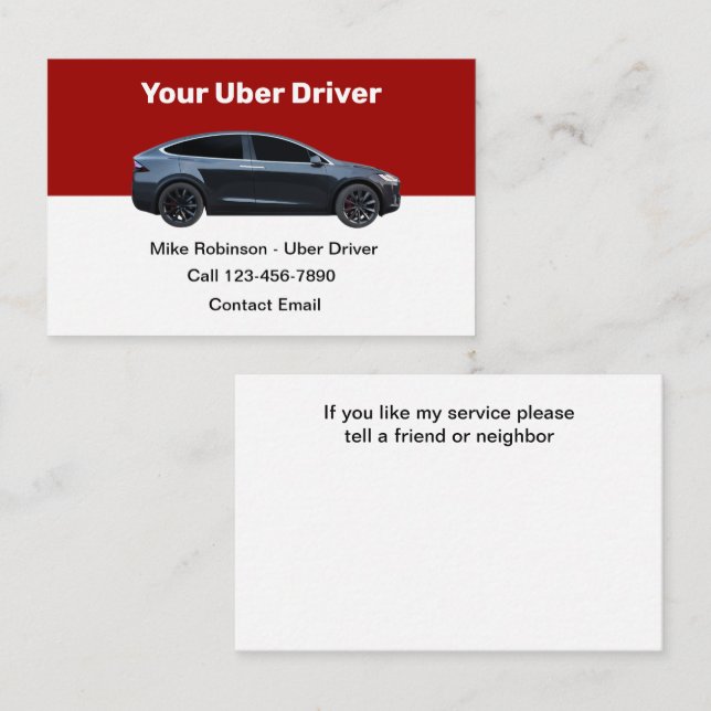 Modern Uber-förare Ride Hailing Visitkort (Fram/baksida)