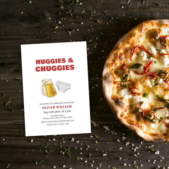 Modern uggies Chuggies Beer & Diaper Baby Shower Inbjudningar (Modern Huggies Chuggies Beer & Diaper Baby Shower Invitation)