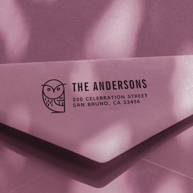 Modern Uggla | Anpassningsbar-familjen Namn & Retu Självfärgande Stämpel (Rubber Stamp Mock-up)