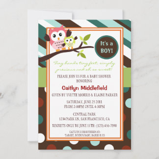 Modern Uggla Baby Shower Inbjudan