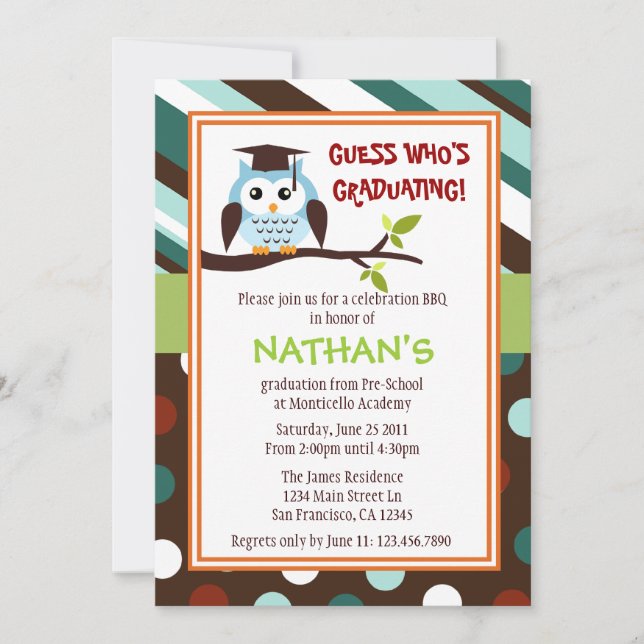 Modern Uggla Student Inbjudan (Framsida)