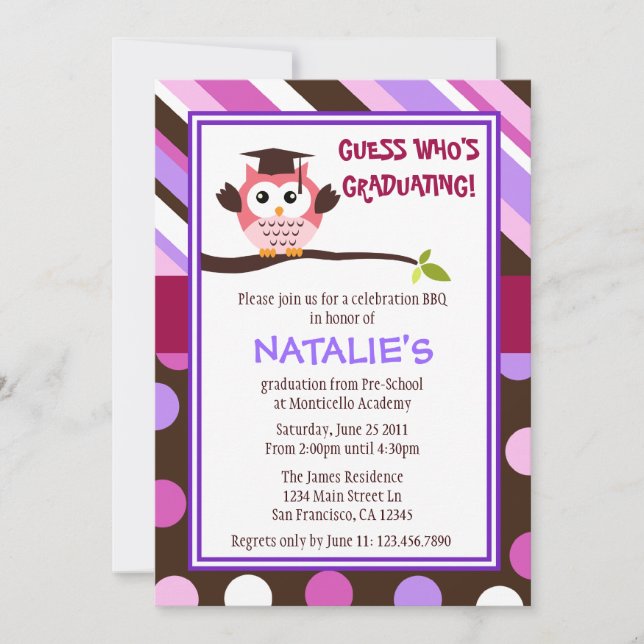 Modern ugglastudentinbjudan inbjudningar (Framsida)