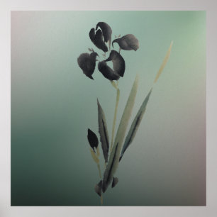 Modern ukiyo-e japansk iris med enkel Elegant Poster