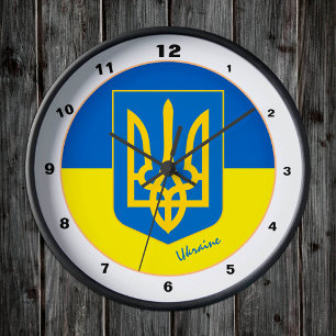 Modern ukrainsk flagg & Ukraina klockor / Emblem