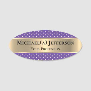 Modern Ultra Violet Lila & Polka Dot Luxury Guld Namnbricka