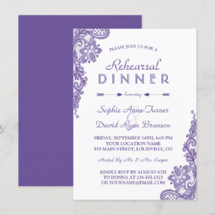 Modern Ultra Violet Snöre Rehearsal Dinner Inbjuda Inbjudningar