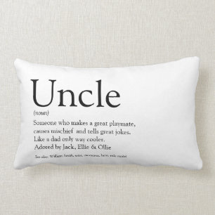 Modern Uncle Funcle Definition Svart och Vit Rolig Lumbarkudde