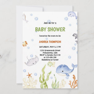 Modern under havet Könsneutrala babydusch Inbjudningar