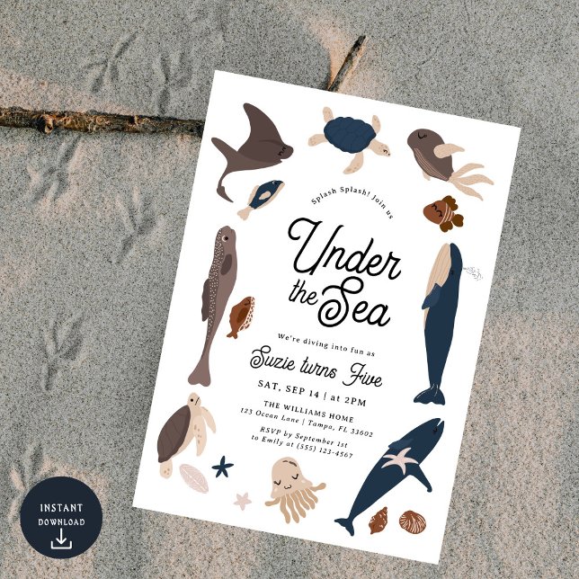 Modern under havets femte födelsedag inbjudningar (Skapare uppladdad)