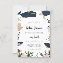 Modern under Sea Baby Shower-inbjudan
