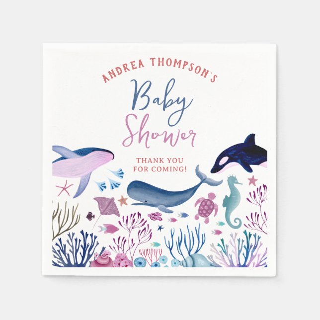 Modern under Sea Gender Neutral Baby Shower Pappersservett (Framsidan)