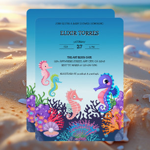 Modern under Sea Seahorse Baby Shower Inbjudningar