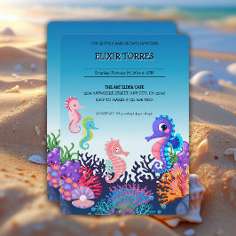 Modern under Sea Seahorse Baby Shower Inbjudningar