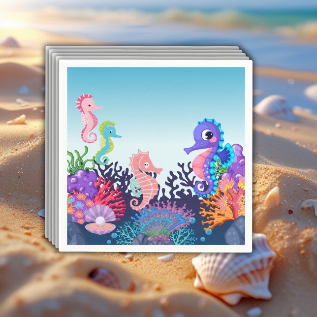 Modern under Sea Seahorse Baby Shower Pappersservett (Skapare uppladdad)