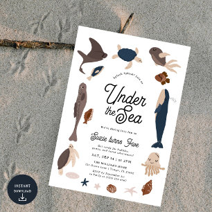 Modern Under the Sea 5-årsfest Inbjudningar