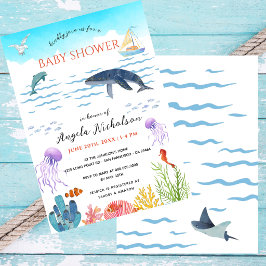Modern Under The Sea Akvarell Baby Shower Inbjudningar