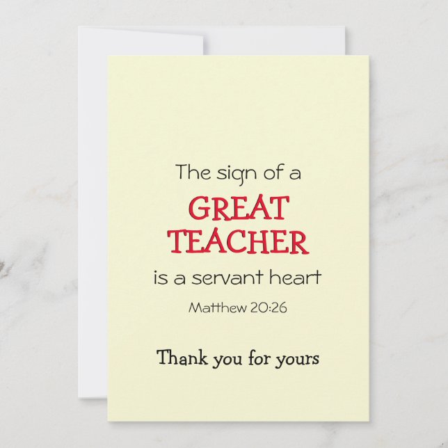 Modern UNDERBAR TEACHER SERVANT HEART-Tack (Framsida)
