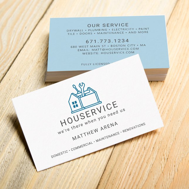 Modern underhållstjänst för entreprenörer visitkort (Modern Contractor Maintenance Service Business Card)