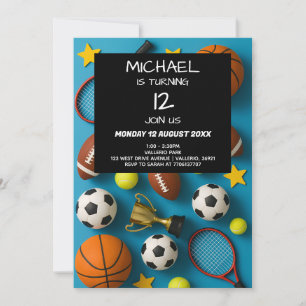 Modern ungdom Sports Birthday-inbjudan Inbjudningar