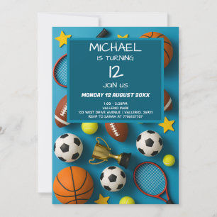 Modern ungdom Sports Birthday-inbjudan Inbjudningar