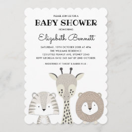 Modern ungle Animals Safari Baby Shower Giraffe Inbjudningar