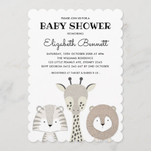Modern ungle Animals Safari Baby Shower Giraffe Inbjudningar