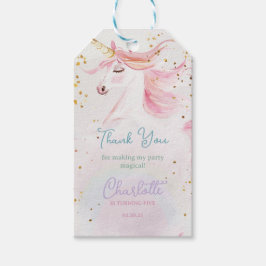 Modern Unicorn and Rainbow Pastel Birthday Presentetikett