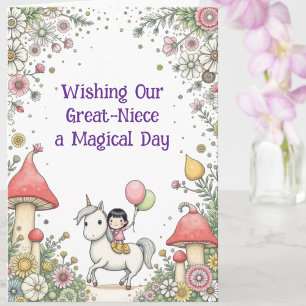 Modern Unicorn Anpassningsbar Girl's Family Birthd Kort