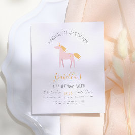 Modern Unicorn & Faux Guld Rainbow Födelsedagsfest Inbjudan Vykort