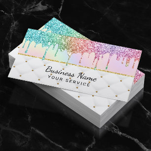 Modern Unicorn Glitter Dricks Pastel Holography Lu Visitkort