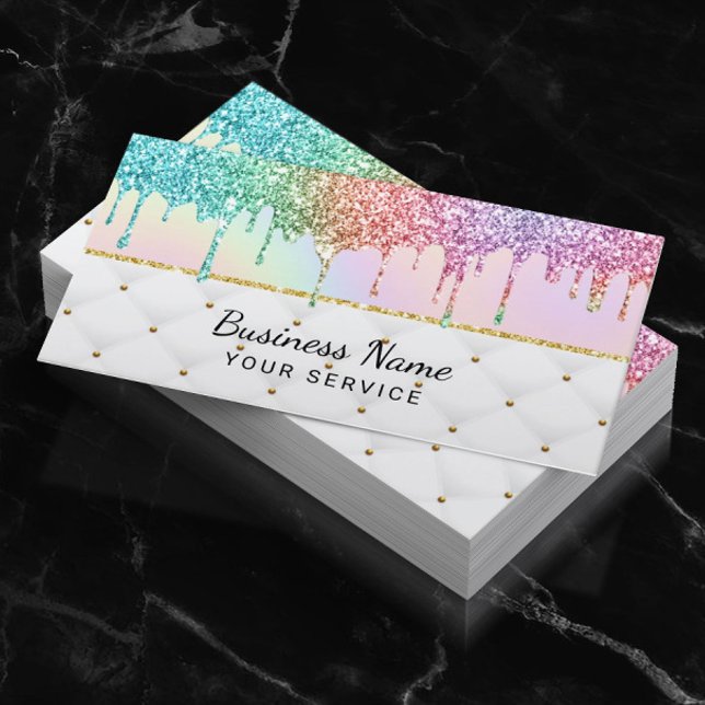 Modern Unicorn Glitter Dricks Pastel Holography Lu Visitkort (Skapare uppladdad)
