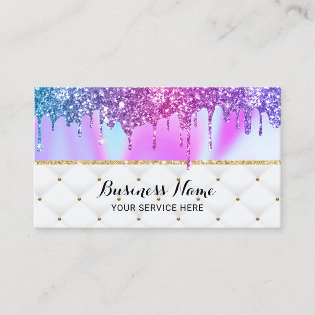 Modern Unicorn Glitter Drives Luxury-Affärskort Visitkort (Framsida)