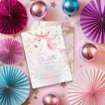 Modern Unicorn och Rainbow Pastel Birthday