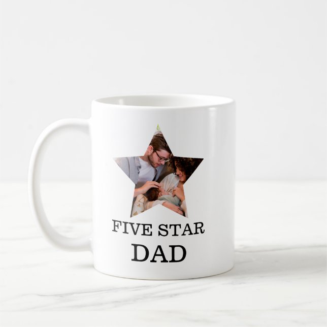 Modern unik bild av Pappa 1 med Fars dag 5 stjärno Kaffemugg (Vänster)