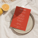 Modern unik Bröllop-Funky med fetfärgad ljus Meny<br><div class="desc">En färglös funky,  modern,  smart bröllop-middagsmeny. Med chic-malldesign för boho vintage bright mörk orange bakgrund och röd magenta och handskriven meny med röd färg. Perfekt och matchning med hela sviten.</div>